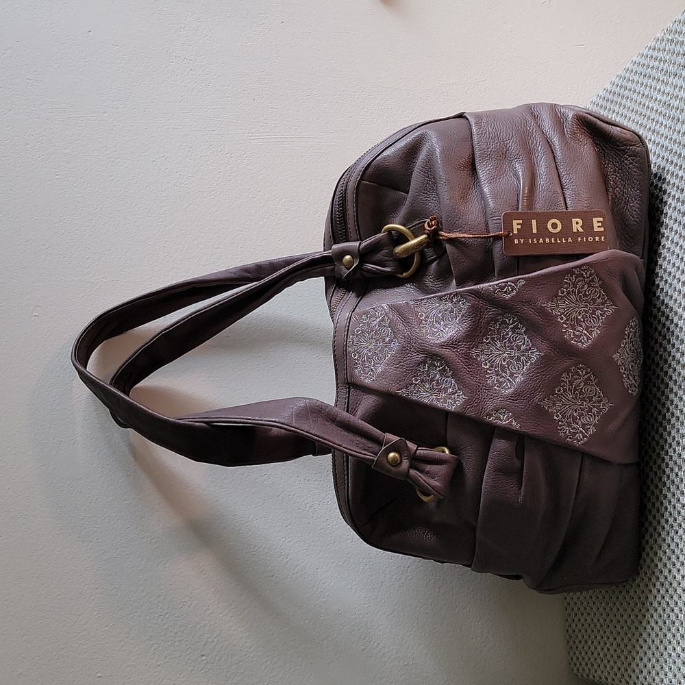 ISABELLA FIORE PURPLE EMBROIDERED SHOULER BAG NWT
